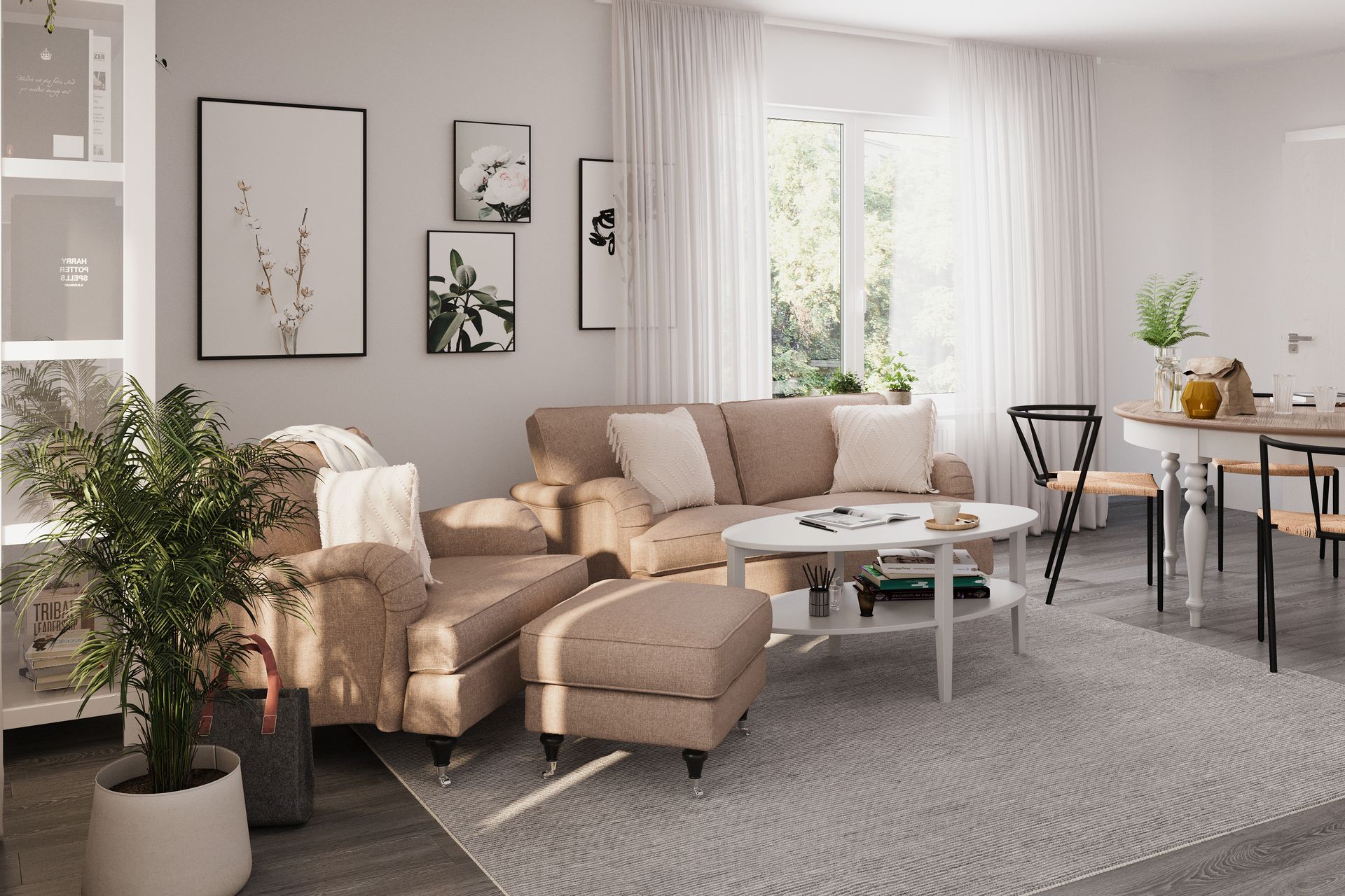 Howard Classic 3-seters Svunget Stoffsofa - Mørk beige - Møbler - Sofaer - Howard sofa