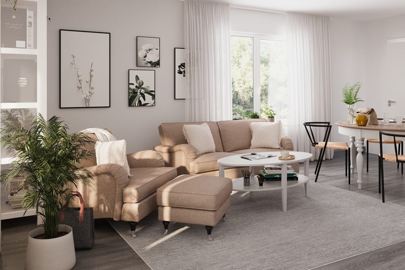 Howard Classic 3-seters Svunget Stoffsofa - Mørk beige - Møbler - Sofaer - Howard sofa