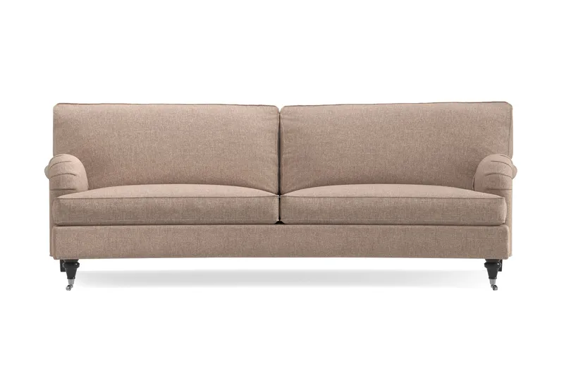 Howard Classic 3-seters Svunget Stoffsofa, Mørk beige
