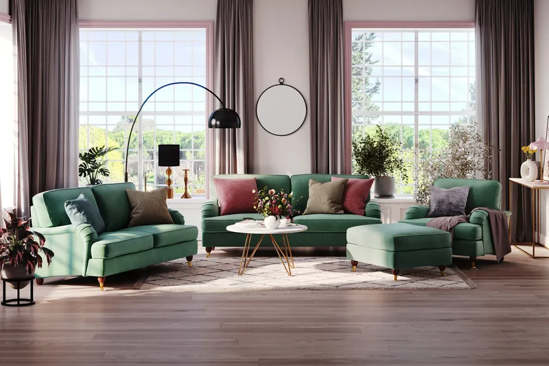 Howard Lyx 2-seters Fløyelssofa - Mørk grønn - Møbler - Sofaer - Howard sofa