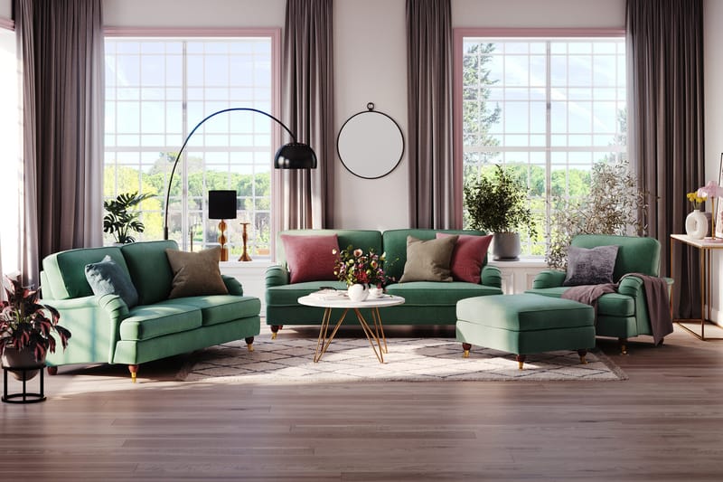 Howard Lyx 2-seters Fløyelssofa - Mørk grønn - Møbler - Sofaer - Howard sofa