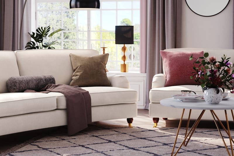 Howard Lyx 3-seters Svunget Fløyelssofa - Kremhvit - Møbler - Sofaer - Howard sofa