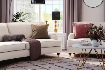 Howard Lyx 3-seters Svunget Fløyelssofa - Kremhvit - Møbler - Sofaer - Howard sofa