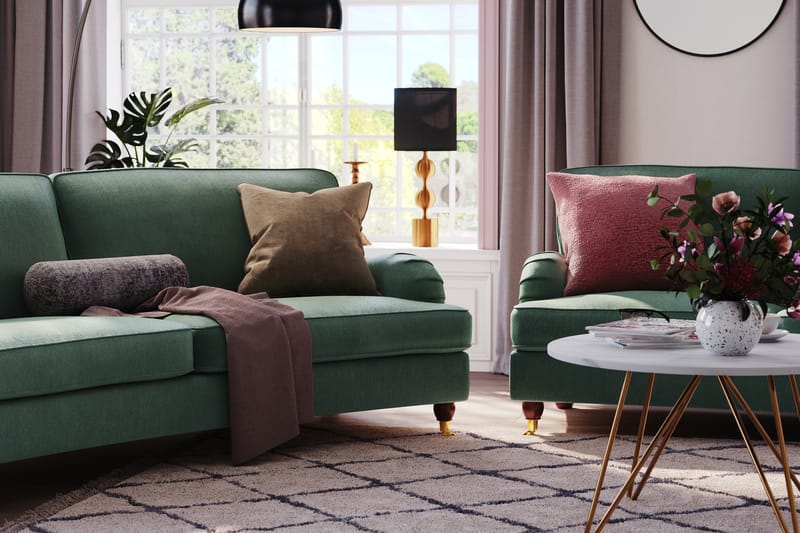 Howard Lyx 3-seters Svunget Fløyelssofa - Mørk grønn - Møbler - Sofaer - Howard sofa