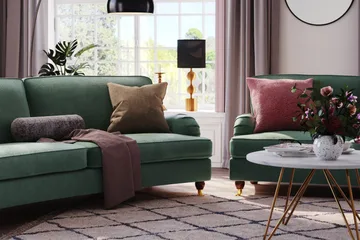 Howard Lyx 3-seters Svunget Fløyelssofa - Mørk grønn - Møbler - Sofaer - Howard sofa