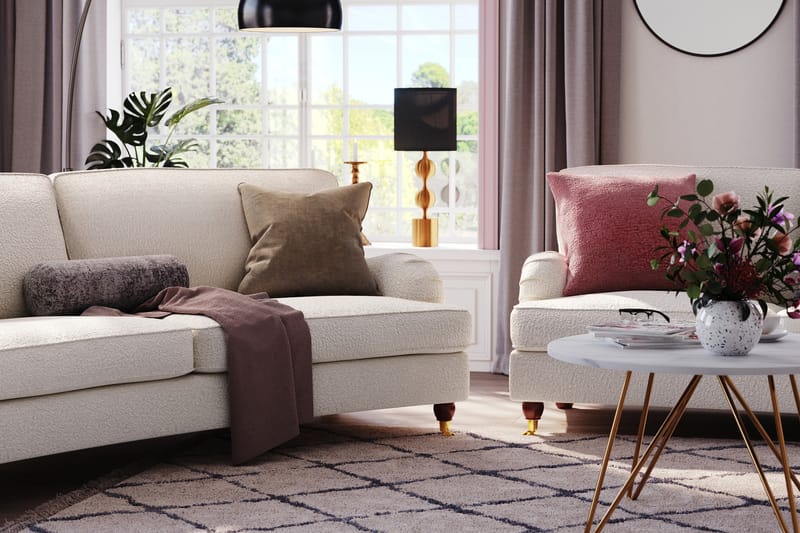 Howard Lyx 3-seters Svunget Sofa i Bouclé - Hvit - Møbler - Sofaer - Howard sofa