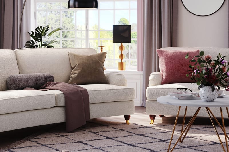 Howard Lyx 3-seters Svunget Sofa i Bouclé - Hvit - Møbler - Sofaer - Howard sofa