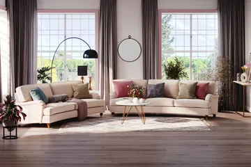 Howard Lyx 3-seters Svunget Stoffsofa - Beige - Møbler - Sofaer - Howard sofa