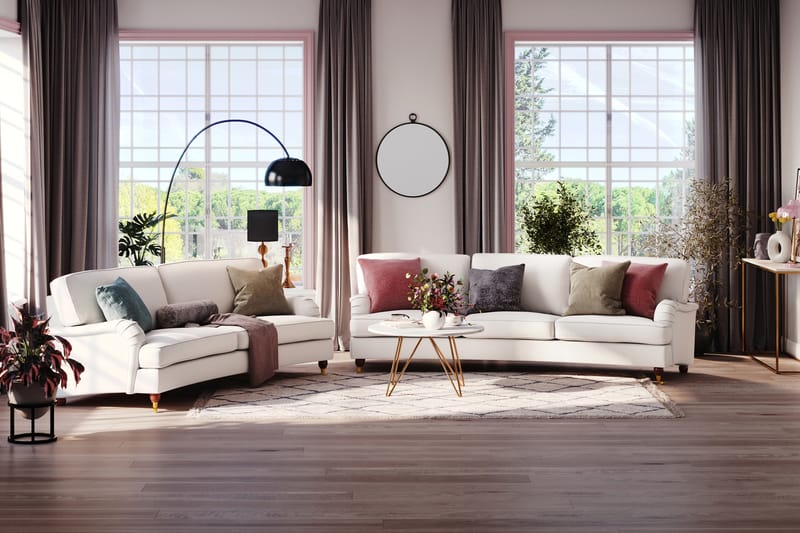 Howard Lyx 3-seters Svunget Stoffsofa - Hvit - Møbler - Sofaer - Howard sofa