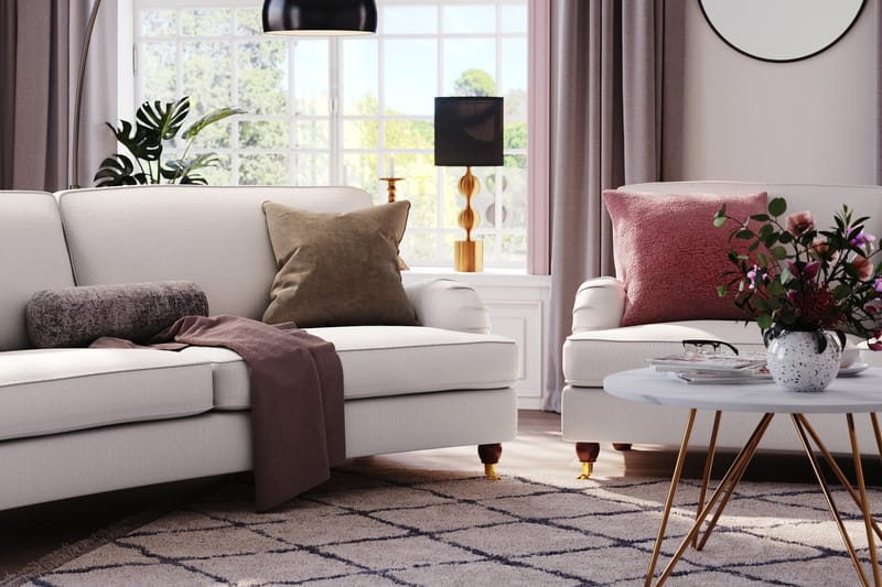 Howard Lyx 3-seters Svunget Stoffsofa - Hvit - Møbler - Sofaer - Howard sofa