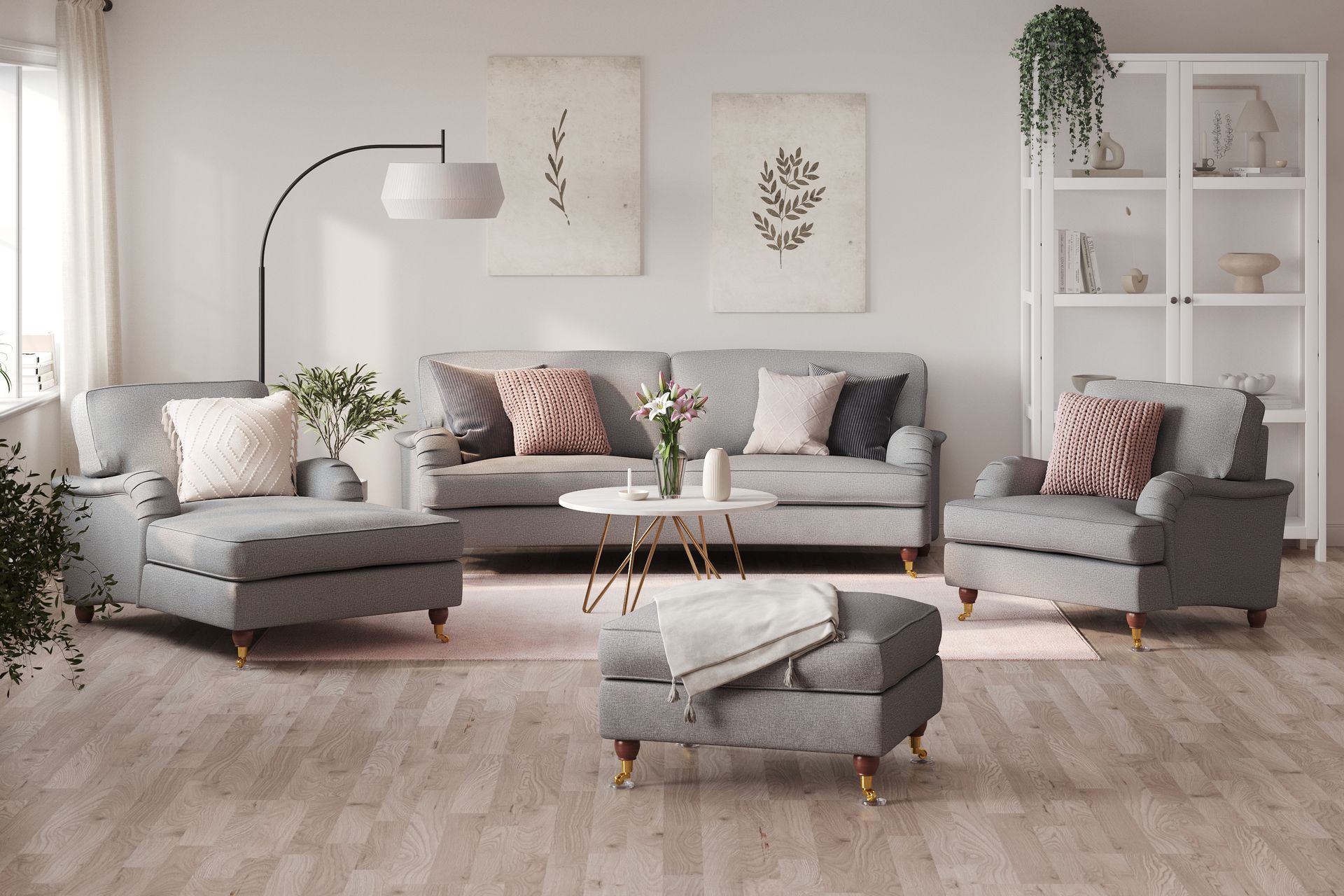Howard Lyx 3-seters Svunget Stoffsofa - Lys grå - Møbler - Sofaer - Howard sofa