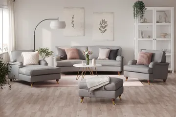 Howard Lyx 3-seters Svunget Stoffsofa - Lys grå - Møbler - Sofaer - Howard sofa
