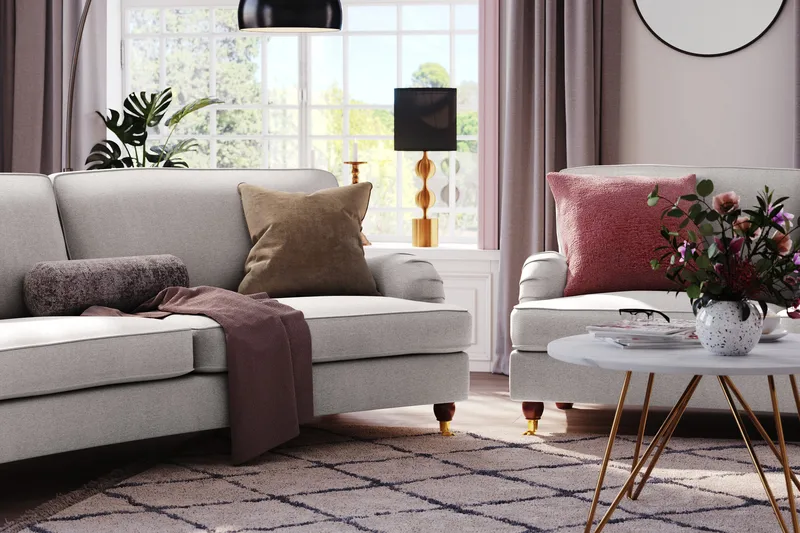 Howard Lyx 3-seters Svunget Stoffsofa - Lys grå - Møbler - Sofaer - Howard sofa