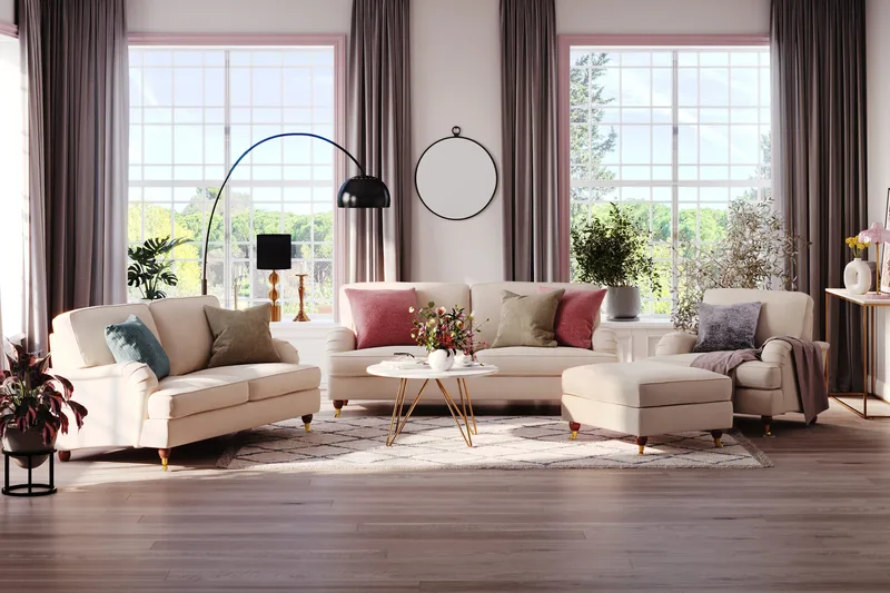 Howard Lyx 4-seters Manchestersofa - Beige - Møbler - Sofaer - Howard sofa