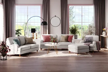 Howard Lyx 4-seters Stoffsofa - Lys grå - Møbler - Sofaer - Howard sofa