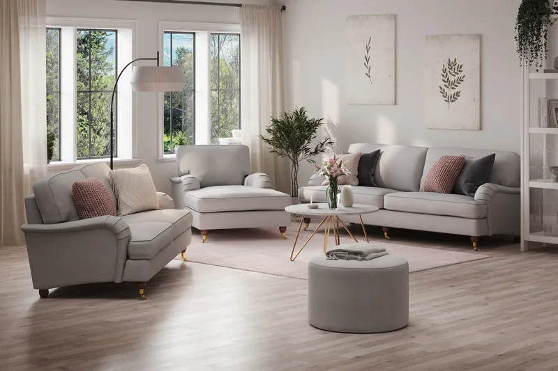 Howard Lyx 4-seters Stoffsofa - Lys grå - Møbler - Sofaer - Howard sofa