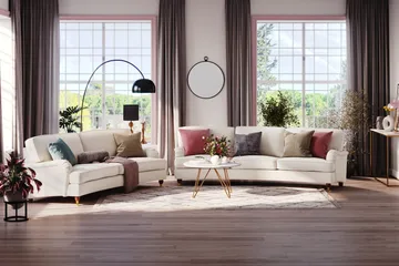Howard Lyx 4-seters Svunget Fløyelssofa - Kremhvit - Møbler - Sofaer - Howard sofa