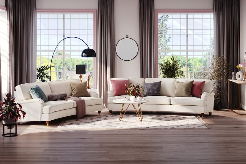 Howard Lyx 4-seters Svunget Fløyelssofa - Kremhvit - Møbler - Sofaer - Howard sofa
