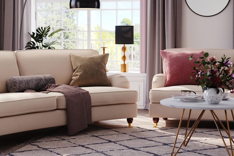 Howard Lyx 4-seters Svunget Manchestersofa - Beige - Møbler - Sofaer - Howard sofa