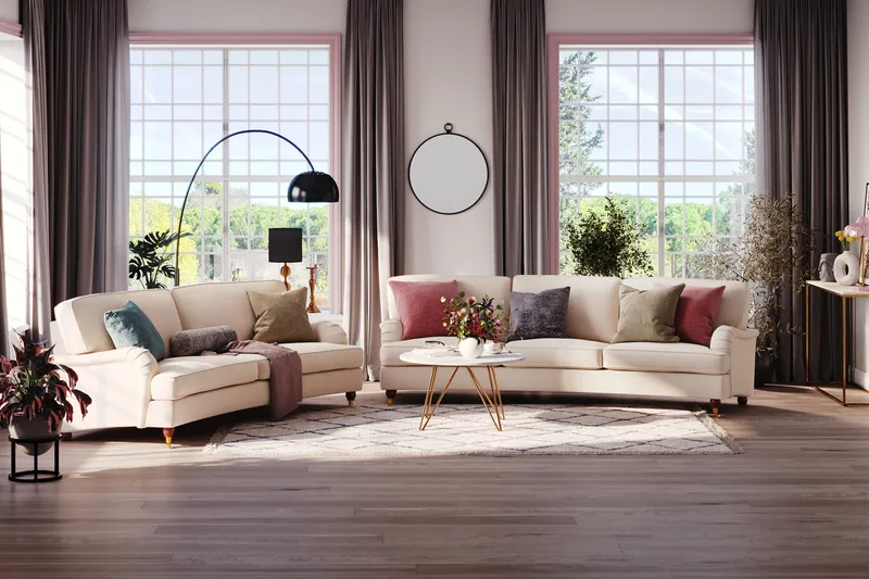 Howard Lyx 4-seters Svunget Manchestersofa - Beige - Møbler - Sofaer - Howard sofa