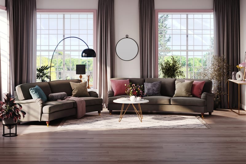 Howard Lyx 4-seters Svunget Manchestersofa - Mørk grå - Møbler - Sofaer - Howard sofa