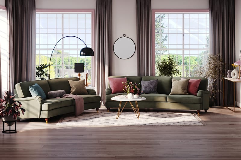 Howard Lyx 4-seters Svunget Manchestersofa - Mørk grønn - Møbler - Sofaer - Howard sofa