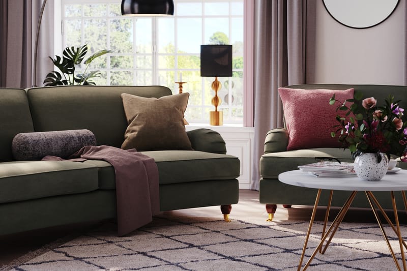 Howard Lyx 4-seters Svunget Manchestersofa - Mørk grønn - Møbler - Sofaer - Howard sofa