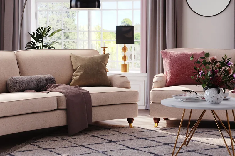 Howard Lyx 4-seters Svunget Stoffsofa - Beige - Møbler - Sofaer - Howard sofa