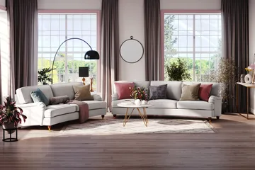 Howard Lyx 4-seters Svunget Stoffsofa - Lys grå - Møbler - Sofaer - Howard sofa