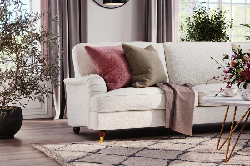 Howard Lyx 6-seters Høyrevendt L-formet Hjørnesofa i Bouclé - Hvit - Møbler - Sofaer - Howard sofa