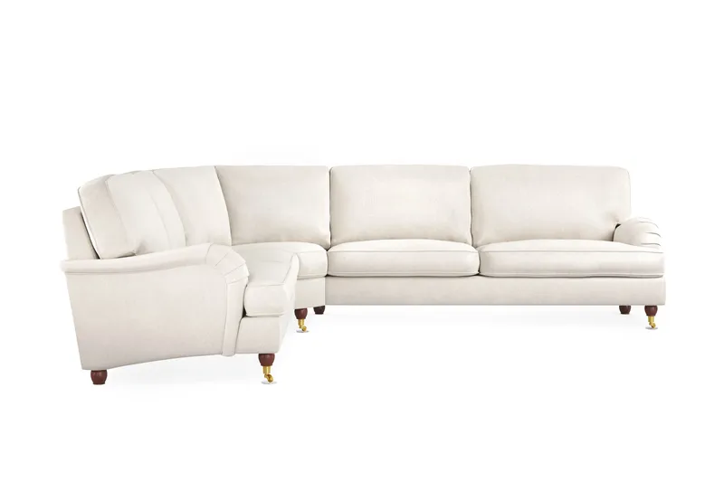 Howard Lyx 6-seters Høyrevendt L-formet Hjørnesofa i Fløyel - Kremhvit - Møbler - Sofaer - Howard sofa