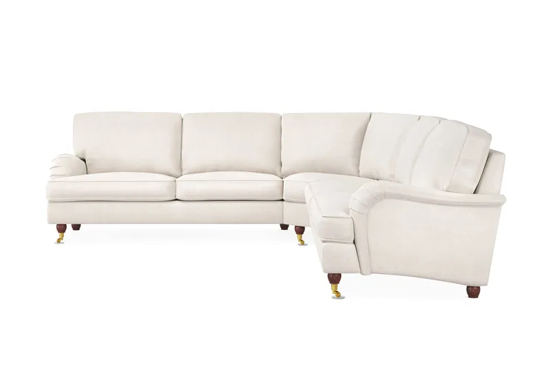 Howard Lyx 6-seters Høyrevendt L-formet Hjørnesofa i Fløyel - Kremhvit - M øbler - Sofaer - Howard sofa