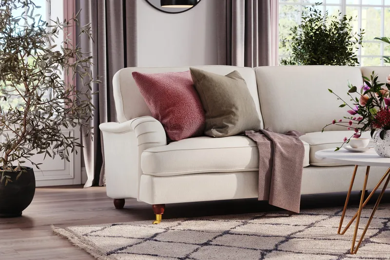 Howard Lyx 6-seters Høyrevendt L-formet Hjørnesofa i Fløyel - Kremhvit - Møbler - Sofaer - Howard sofa