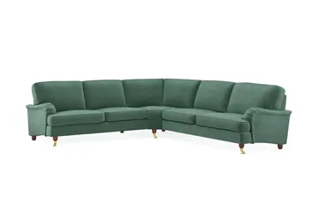 Howard Lyx 6-seters Høyrevendt L-formet Hjørnesofa i Fløyel - Mørk grønn - Møbler - Sofaer - Howard sofa