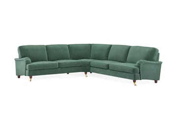 Howard Lyx 6-seters Høyrevendt L-formet Hjørnesofa i Fløyel - Mørk grønn - Møbler - Sofaer - Howard sofa