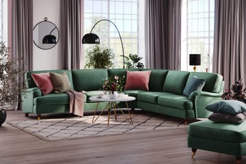 Howard Lyx 6-seters Høyrevendt L-formet Hjørnesofa i Fløyel - Mørk grønn - Møbler - Sofaer - Howard sofa