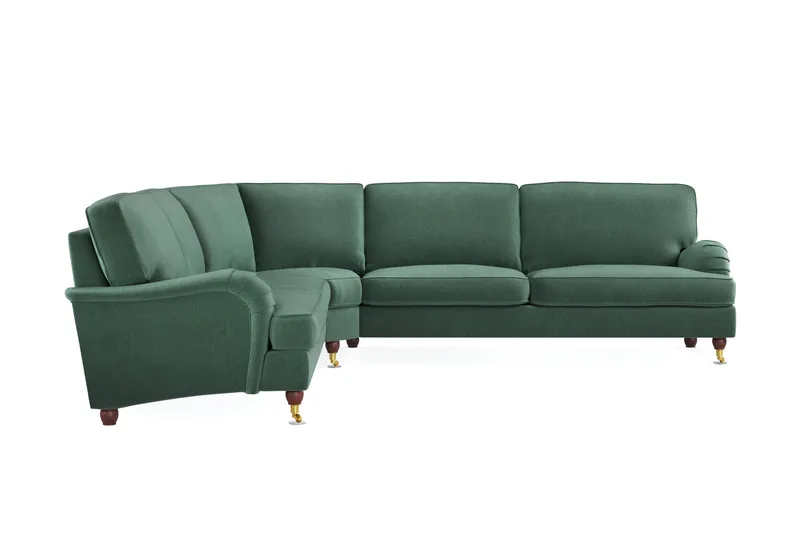 Howard Lyx 6-seters Høyrevendt L-formet Hjørnesofa i Fløyel - Mørk grønn - Møbler - Sofaer - Howard sofa