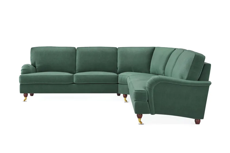 Howard Lyx 6-seters Høyrevendt L-formet Hjørnesofa i Fløyel - Mørk grønn - Møbler - Sofaer - Howard sofa