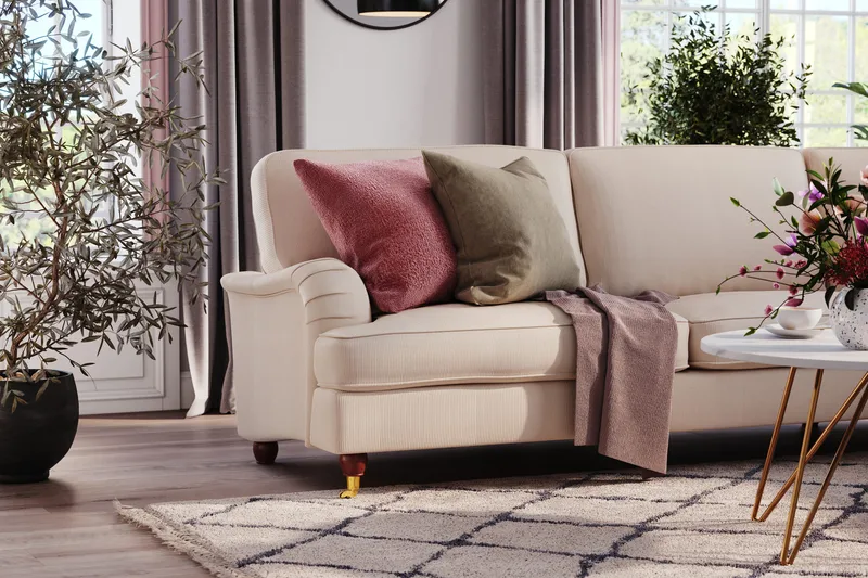 Howard Lyx 6-seters Høyrevendt L-formet Hjørnesofa i Manchester - Beige - Møbler - Sofaer - Howard sofa
