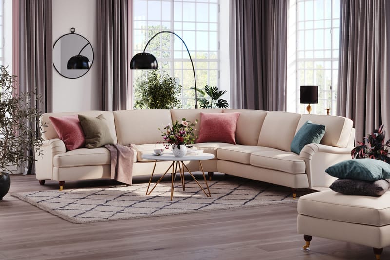 Howard Lyx 6-seters Høyrevendt L-formet Hjørnesofa i Manchester - Beige - Møbler - Sofaer - Howard sofa