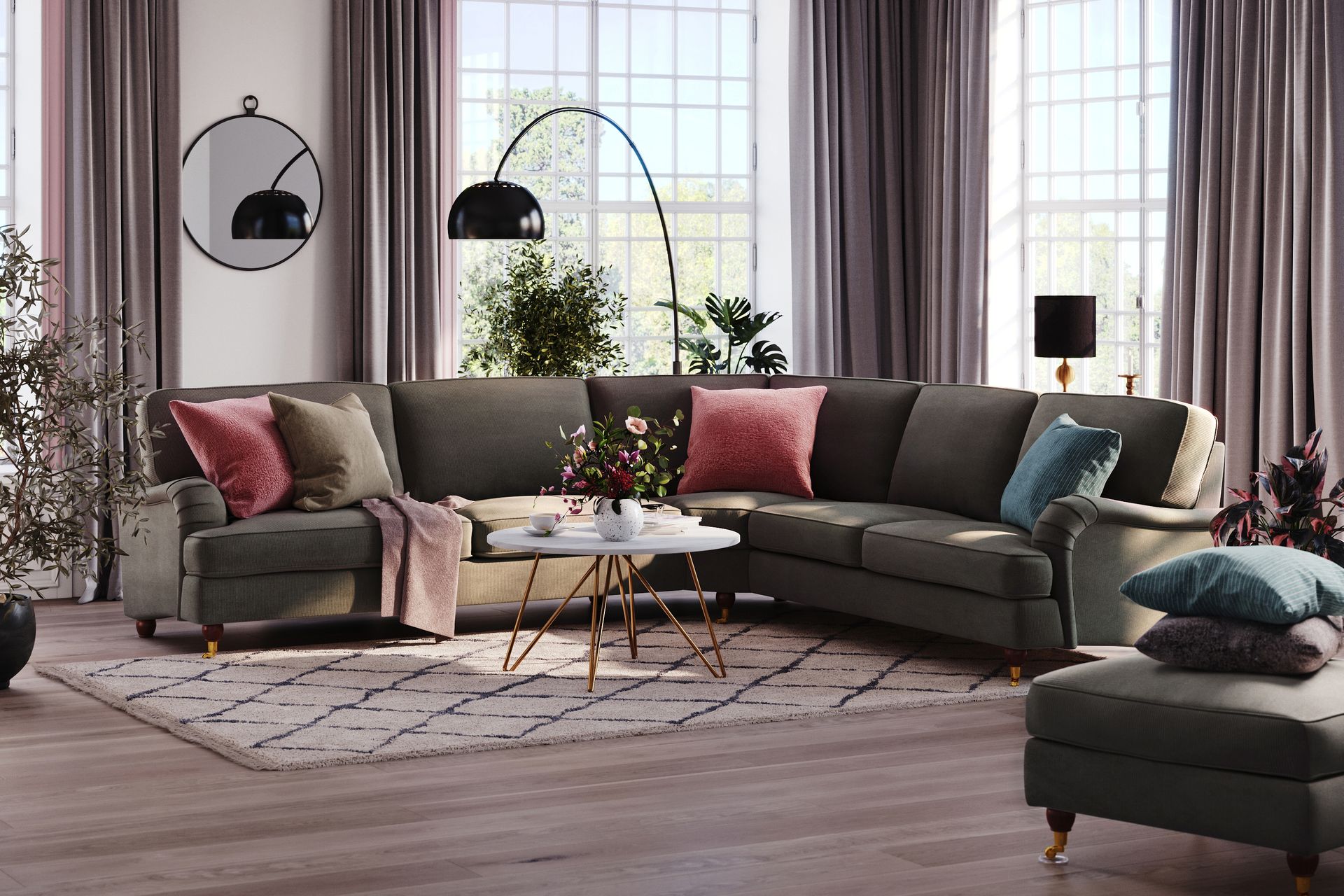 Howard Lyx 6-seters Høyrevendt L-formet Hjørnesofa i Manchester - Mørk grå - Møbler - Sofaer - Howard sofa