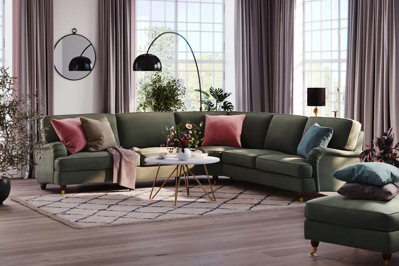 Howard Lyx 6-seters Høyrevendt L-formet Hjørnesofa i Manchester - Mørk grønn - Møbler - Sofaer - Howard sofa