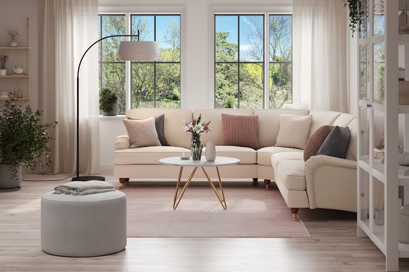 Howard Lyx 6-seters Høyrevendt L-formet Hjørnesofa i Stoff - Beige - Møbler - Sofaer - Howard sofa