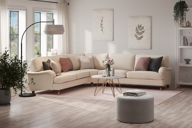 Howard Lyx 6-seters Høyrevendt L-formet Hjørnesofa i Stoff - Beige - Møbler - Sofaer - Howard sofa