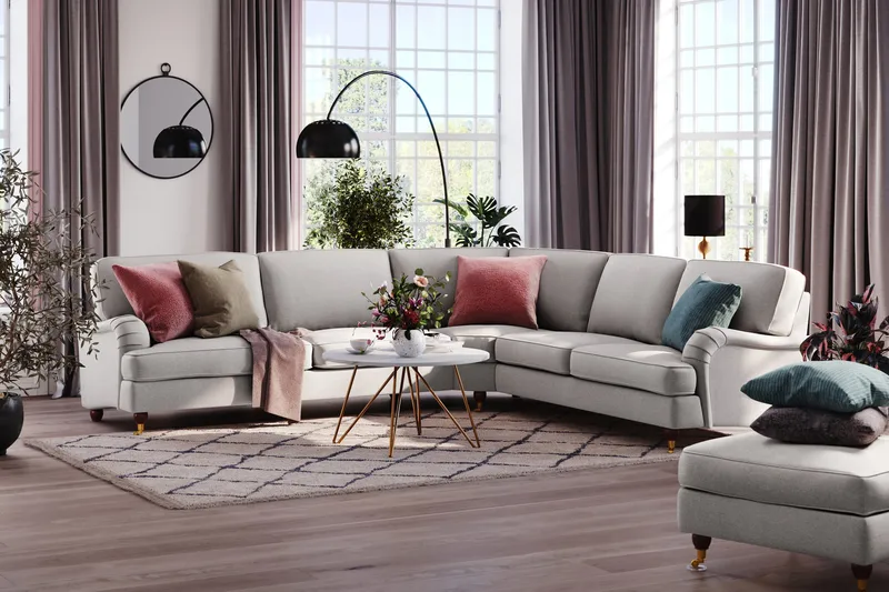 Howard Lyx 6-seters Høyrevendt L-formet Hjørnesofa i Stoff - Lys grå - Møbler - Sofaer - Howard sofa