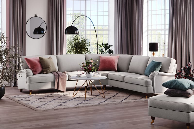 Howard Lyx 6-seters Høyrevendt L-formet Hjørnesofa i Stoff - Lys grå - Møbler - Sofaer - Howard sofa