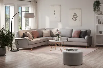 Howard Lyx 6-seters Høyrevendt L-formet Hjørnesofa i Stoff - Lys grå - Møbler - Sofaer - Howard sofa