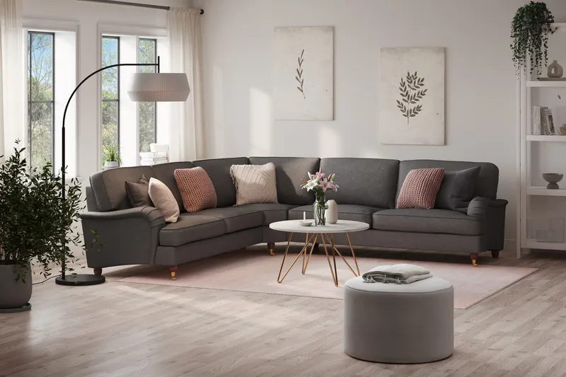 Howard Lyx 6-seters Høyrevendt L-formet Hjørnesofa i Stoff - Mørk grå - Møbler - Sofaer - Howard sofa