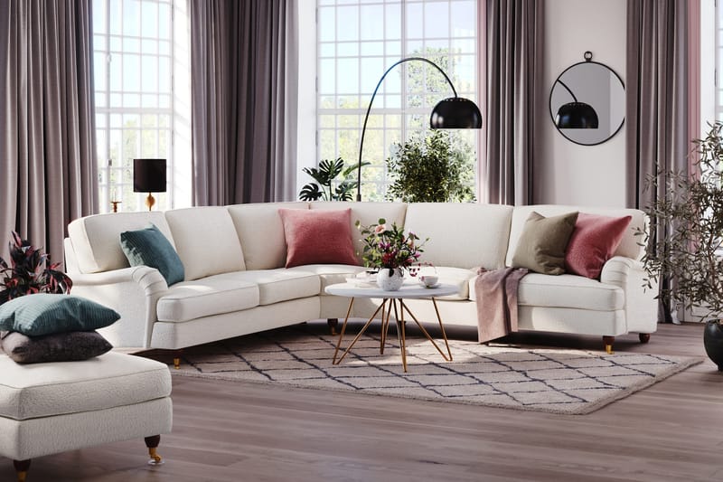 Howard Lyx 6-seters Venstrevendt L-formet Hjørnesofa i Bouclé - Hvit - Møbler - Sofaer - Howard sofa