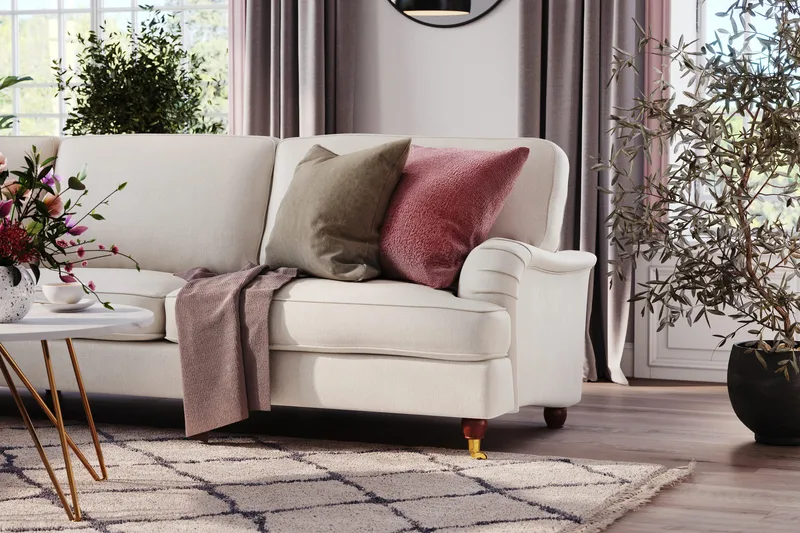 Howard Lyx 6-seters Venstrevendt L-formet Hjørnesofa i Fløyel - Kremhvit - Møbler - Sofaer - Howard sofa